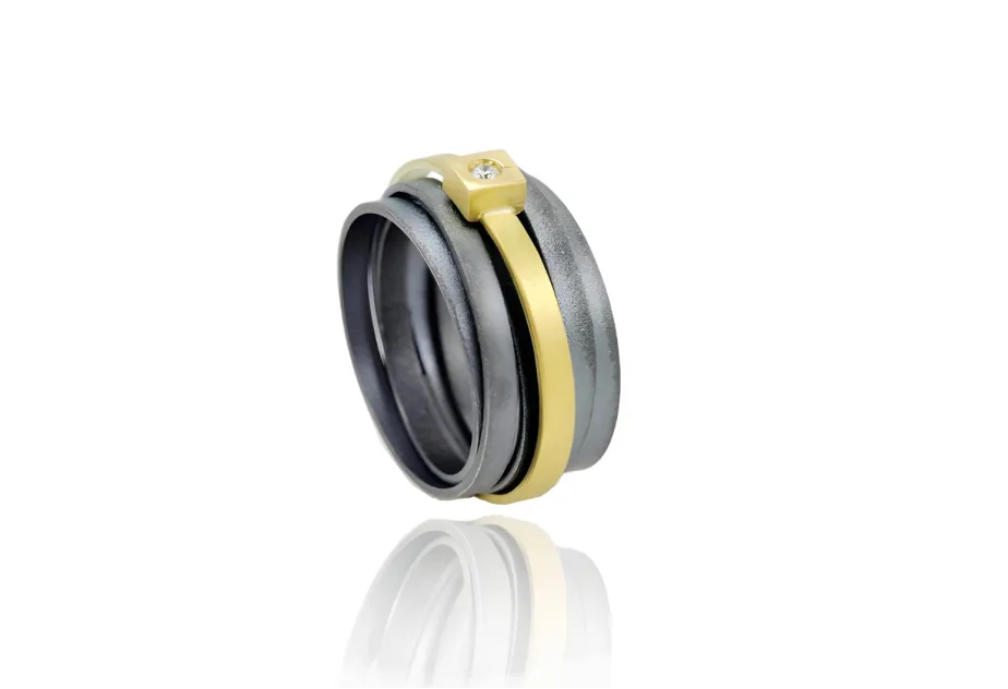 Lux silver&gold SQUARE ring 