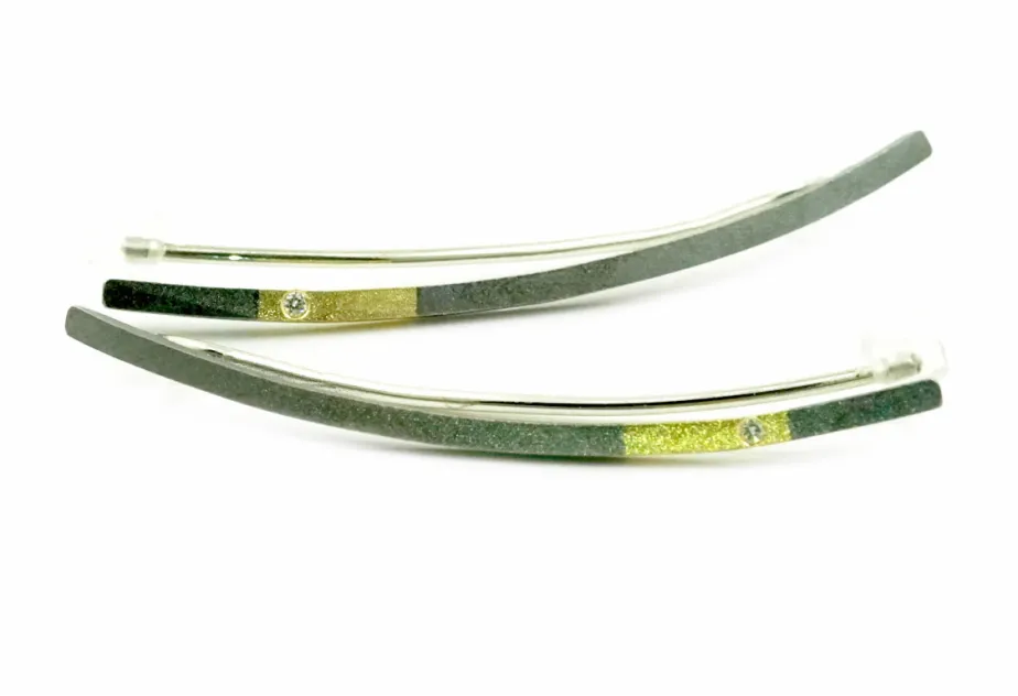 Ohrringe Sutil, Silber und Gold mit Diamant
