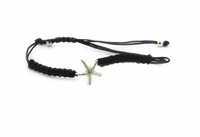 Makramee-Armband Estrella de mar, Silber klein