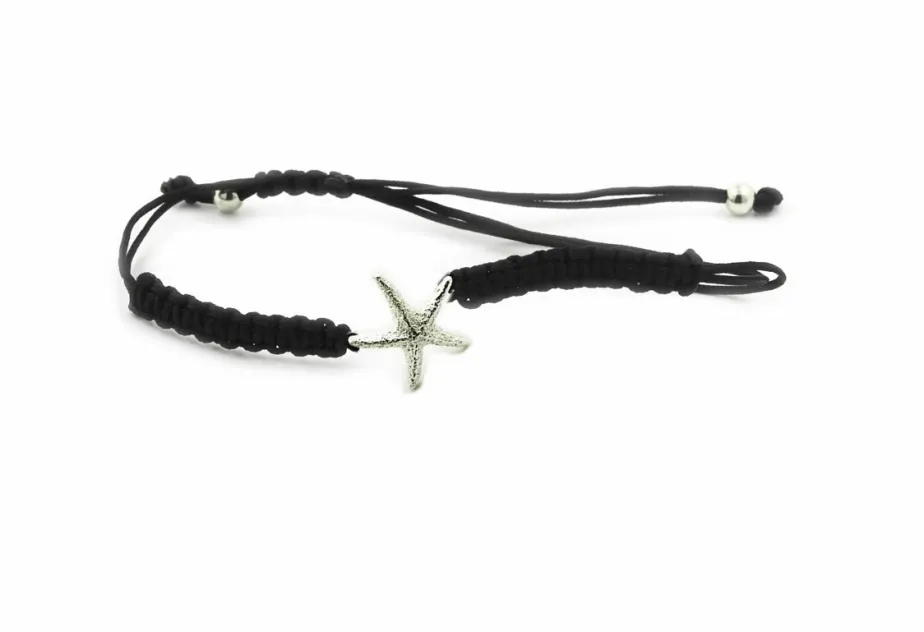 Makramee-Armband Estrella de mar, Silber klein