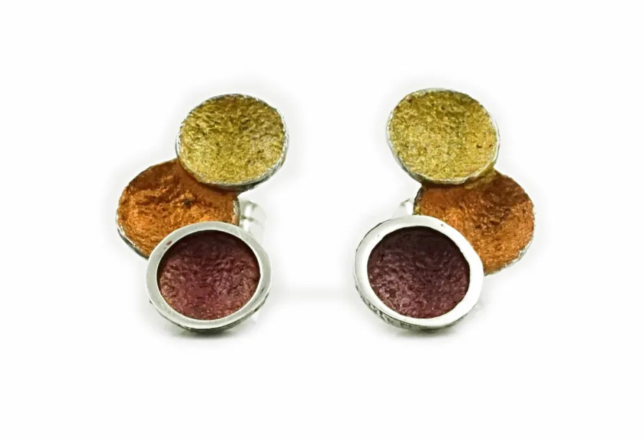 Pendientes Singular pequeños ocre con 3 círculos