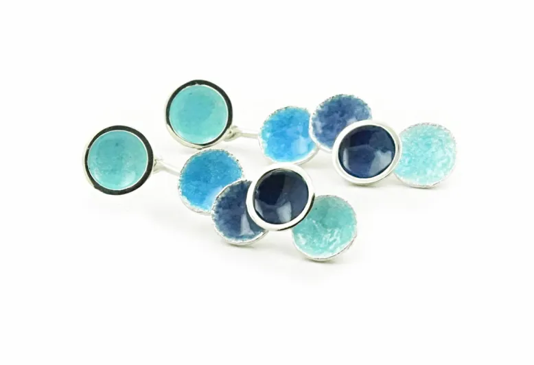 Singular blue 2 pieces large 5R earrings