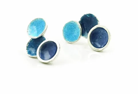 Kleine blaue Ohrringe Singular, 3 Kreise