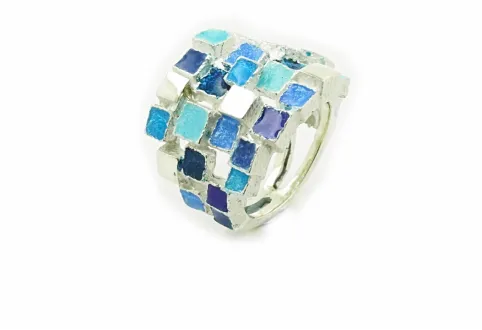 Anillo Multiquadradets azul