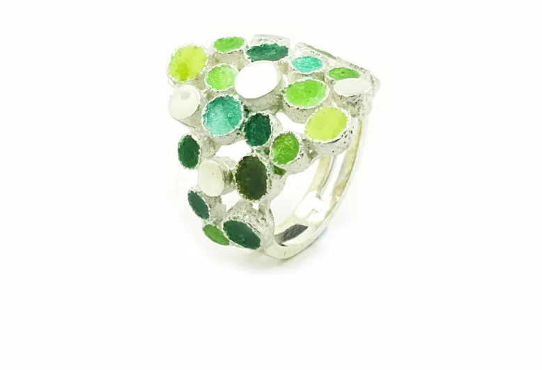Anillo Multicercles verde