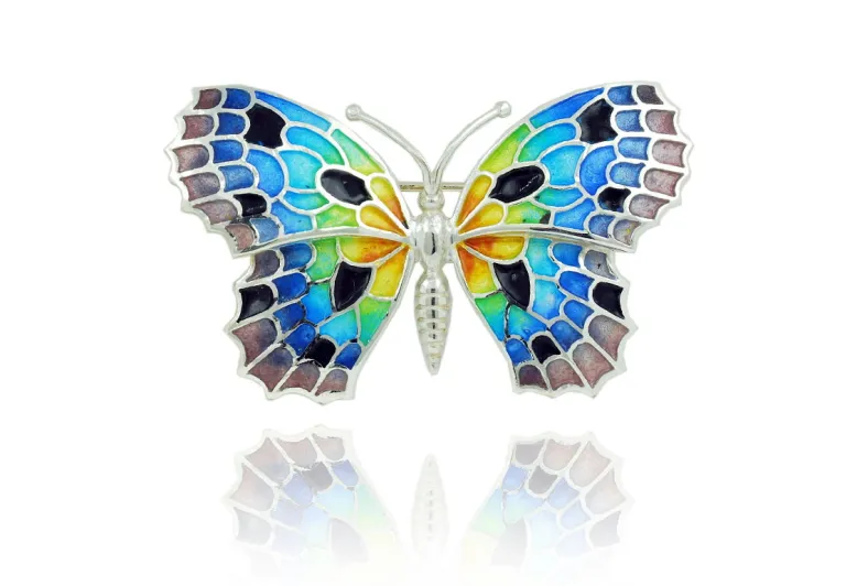 Large Black-Colorful Butterfly Brooch