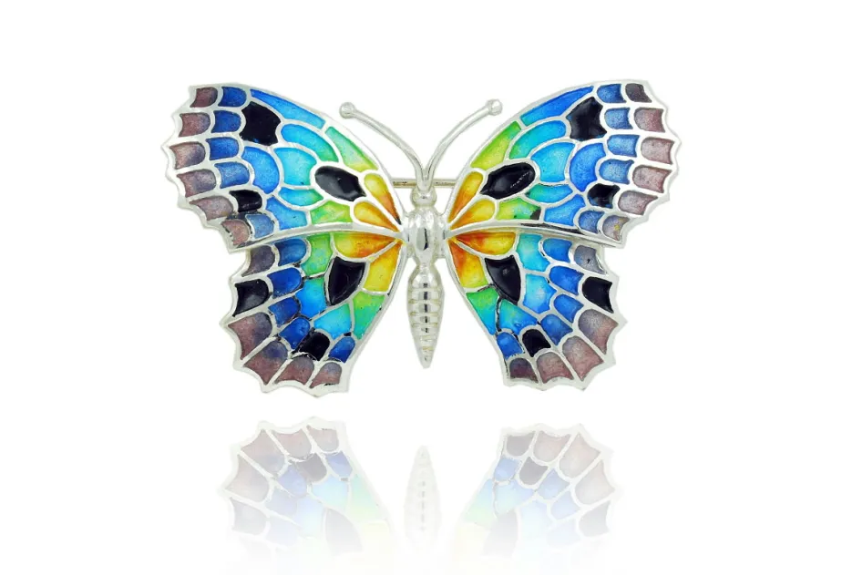 Large Black-Colorful Butterfly Brooch