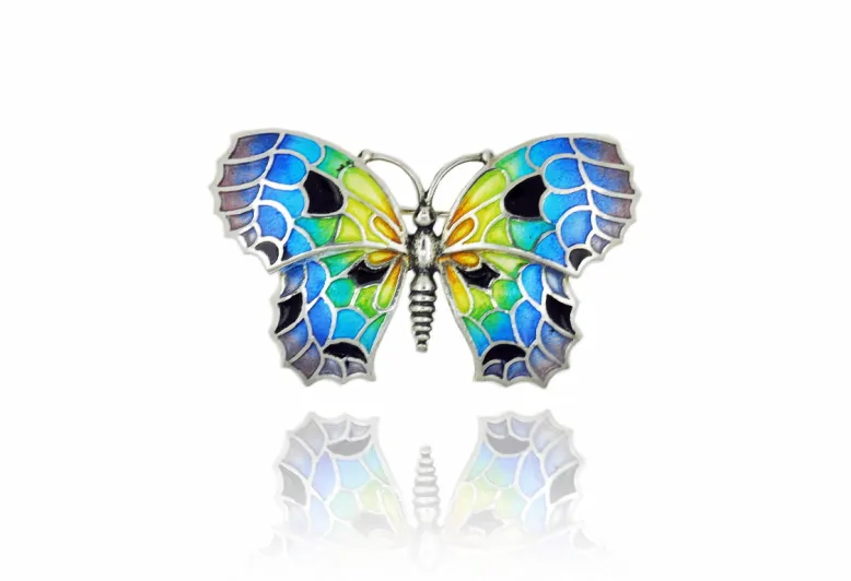 Broche Mediano de Mariposa Negro-Colorido