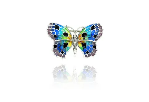 Broche Pequeño de Mariposa Negro-Colorido
