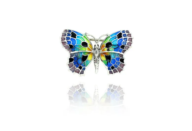 Small Black-Colorful Butterfly Brooch