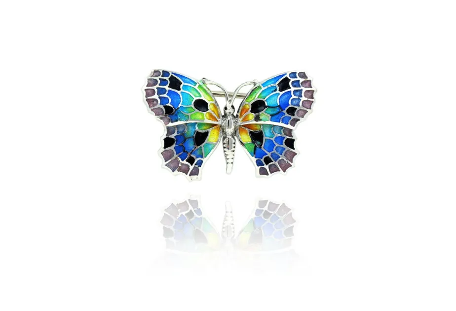 Small Black-Colorful Butterfly Brooch