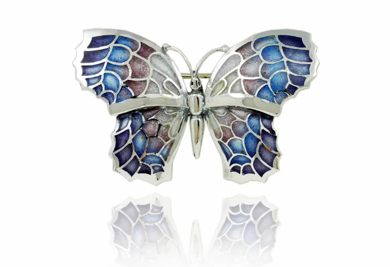 Large Violet Fly Butterfly Brooch
