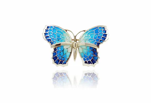 Kleine blaue Schmetterlings-Brosche Fly