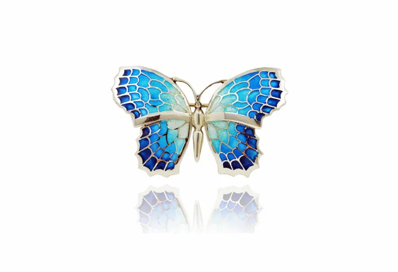 Kleine blaue Schmetterlings-Brosche Fly