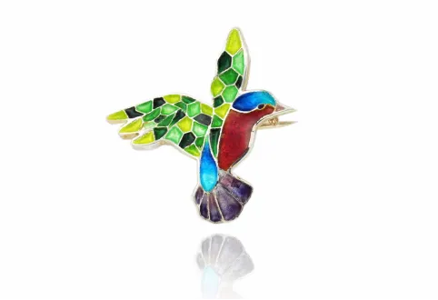 Broche de Colibrí de Mosaico “Trencadís” Colorido