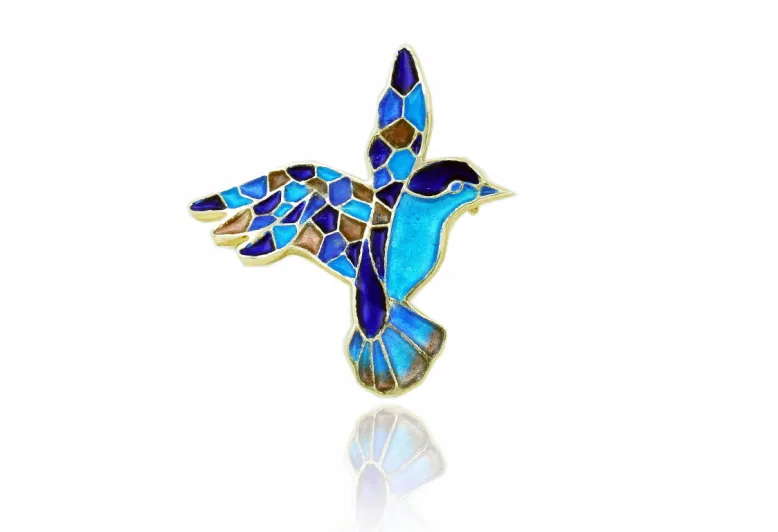 Broche de Colibrí de Mosaico “Trencadís” Azul