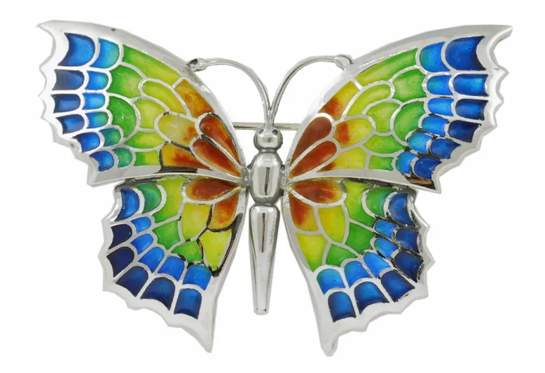 Broche XXL de Mariposa de Azul a Rojo