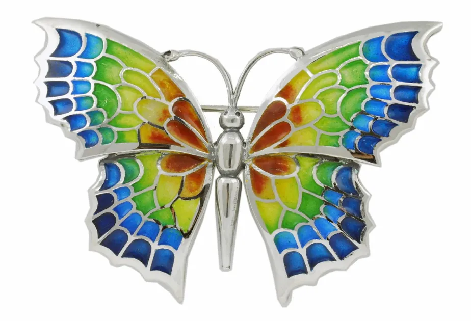 Broche XXL de Mariposa de Azul a Rojo