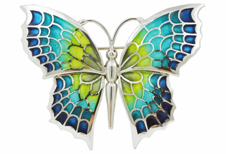 Broche XXL de Mariposa Azul-Verde