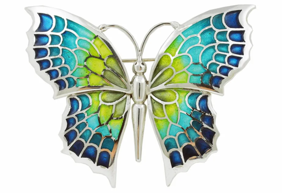 Broche XXL de Mariposa Azul-Verde