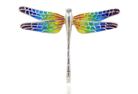 Mosaic "trencadís" Dragonfly orange big brooche