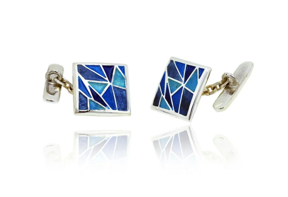 Botó de puny Gaudí quadrat blaus