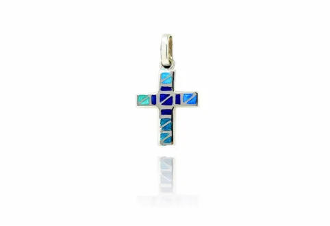 Blue Mosaic Latin Cross