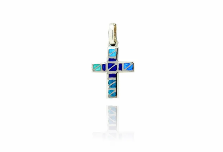 Blue Mosaic Latin Cross