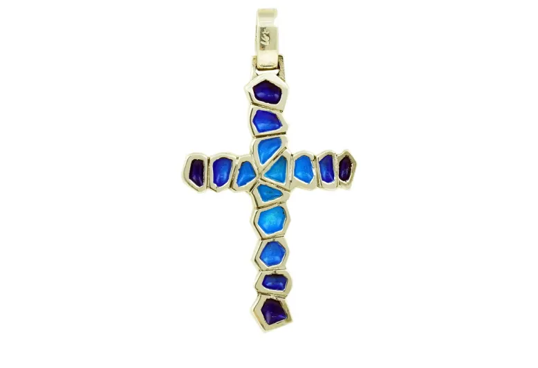 Blue Gaudí Polygon Cross