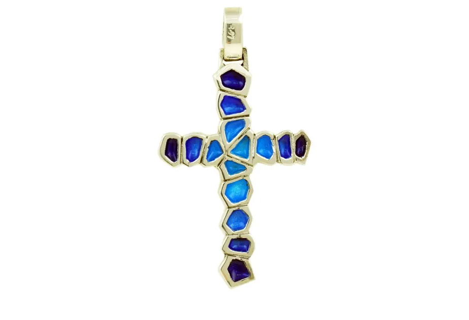 Blue Gaudí Polygon Cross