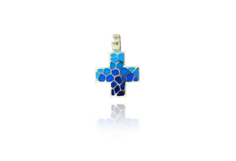 Blaues Mosaik griechisches Kreuz