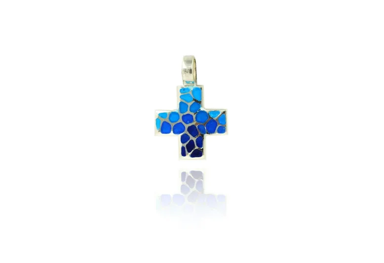 Blaues Mosaik griechisches Kreuz