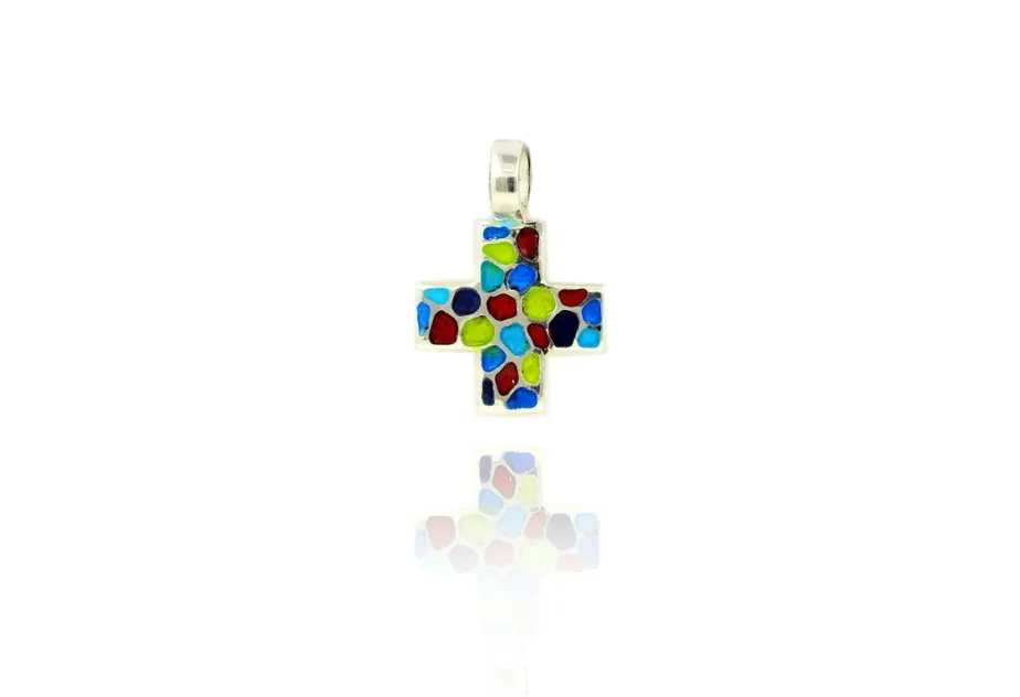 Buntes Mosaik griechisches Kreuz