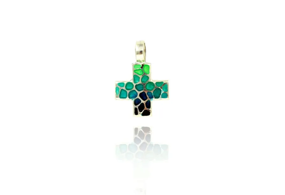 Greek cross mosaic green