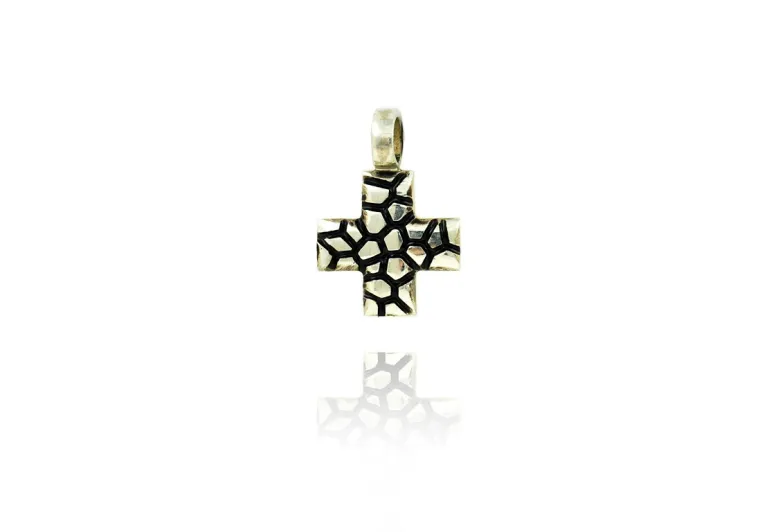Cruz Griega de Mosaico con Esmalte Negro