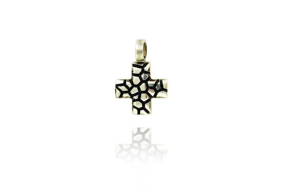 Cruz Griega de Mosaico con Esmalte Negro