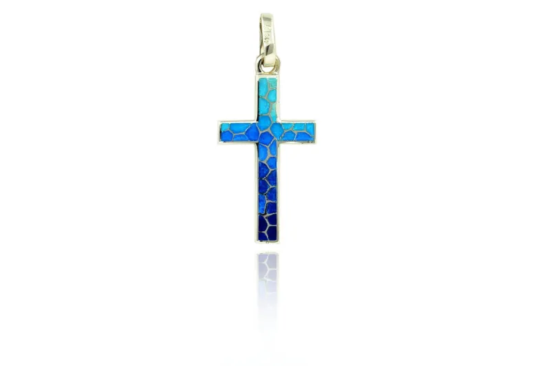 Blaues Mosaik lateinisches Kreuz