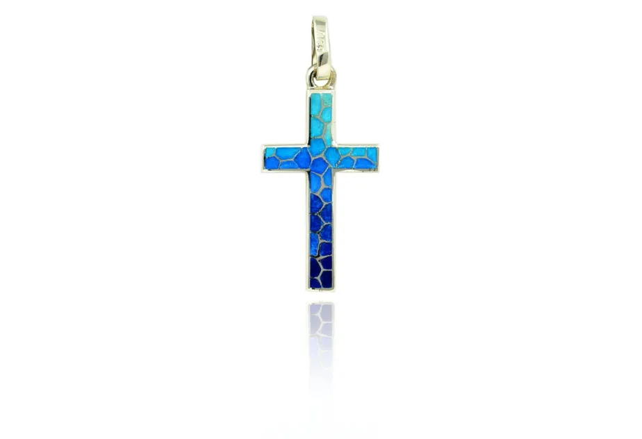 Blaues Mosaik lateinisches Kreuz
