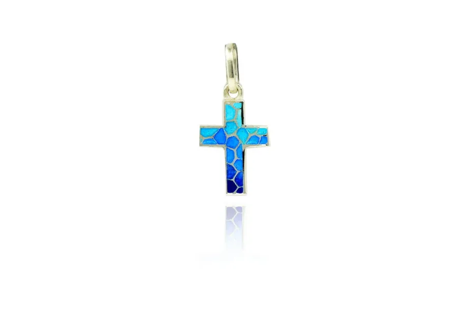 Blaues Mosaik lateinisches Kreuz