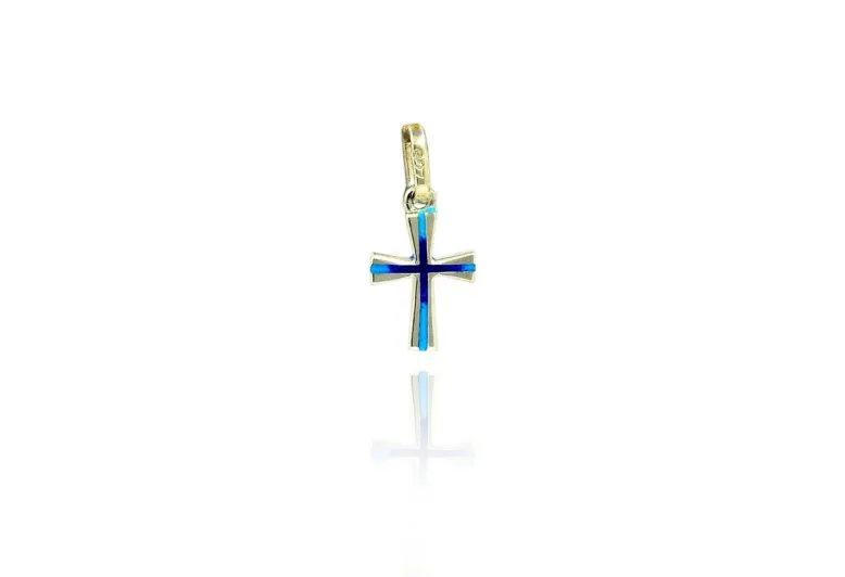 Mini Cruz de Esmalte Azul