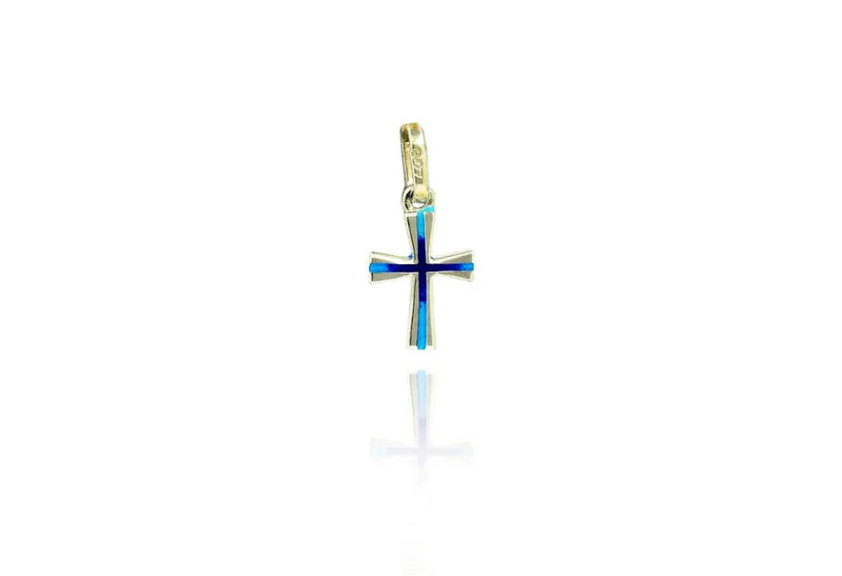 Mini Cruz de Esmalte Azul
