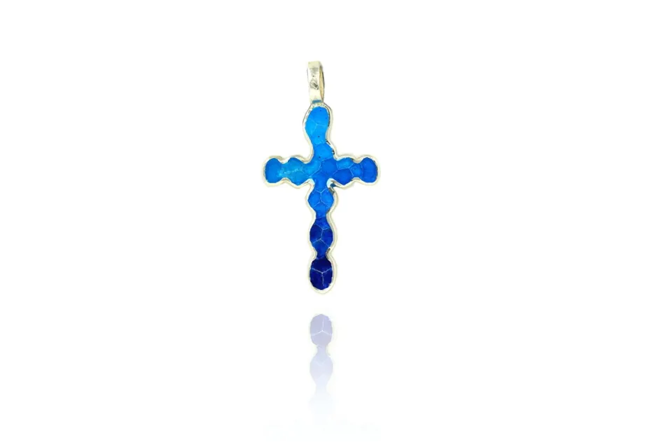 Gran Forma de Cruz de Mosaico Azul