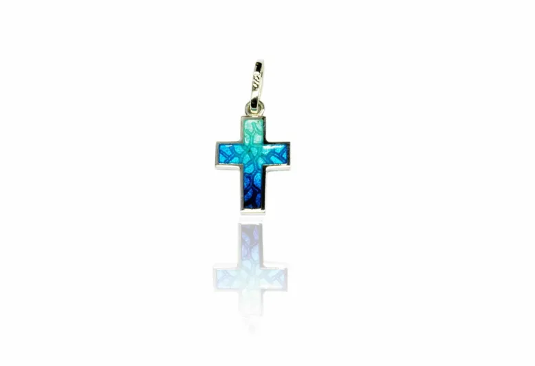 Blue mosaic bezel cross