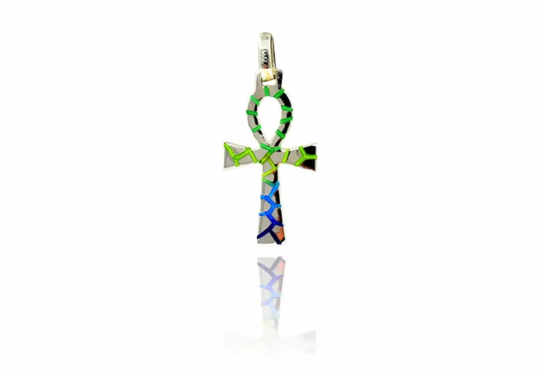 Colorful Mosaic Ankh Cross