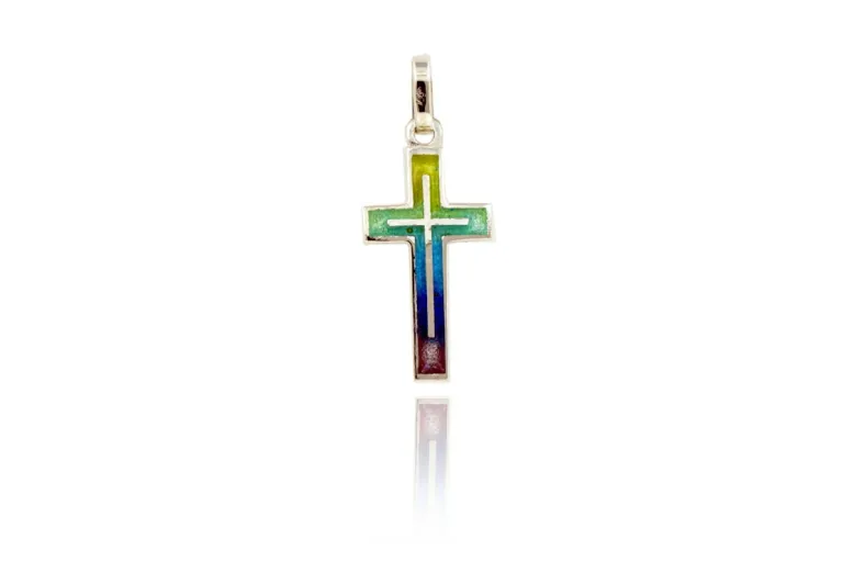 Buntes reflektierendes lateinisches Kreuz
