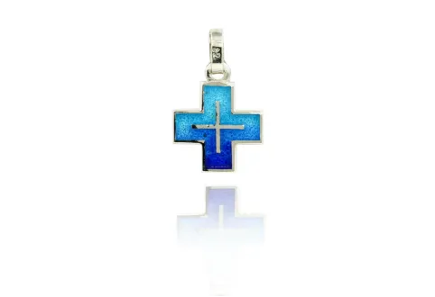 Cruz Griega Reflectante Azul