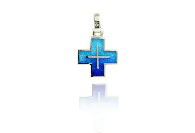 Cruz Griega Reflectante Azul