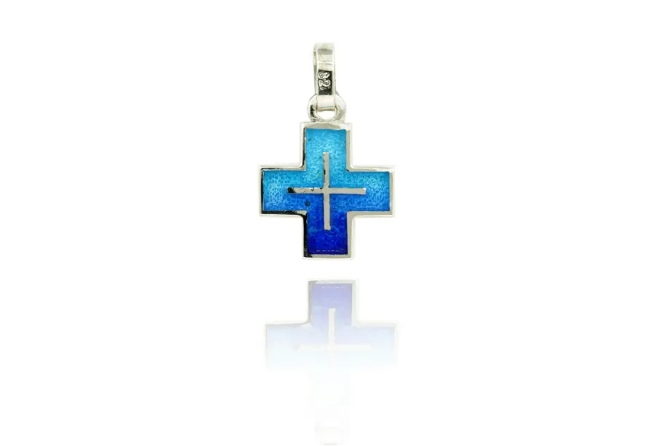 Cruz Griega Reflectante Azul