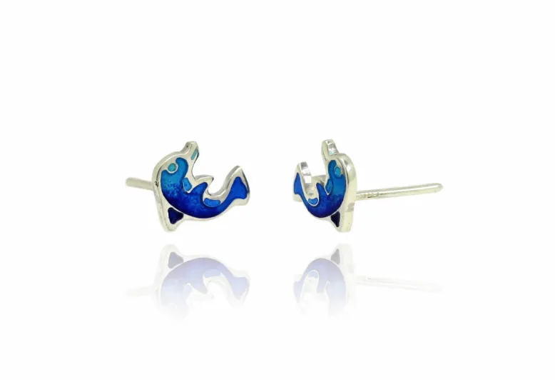 Pendientes delfín azul
