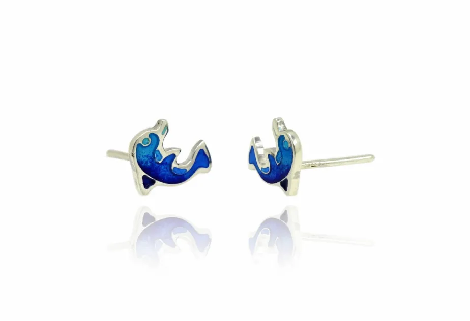 Pendientes delfín azul